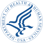A blue seal with the united states department of health and human services logo.